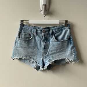 Levi's Light Blue Distressed Jean Shorts Size 28